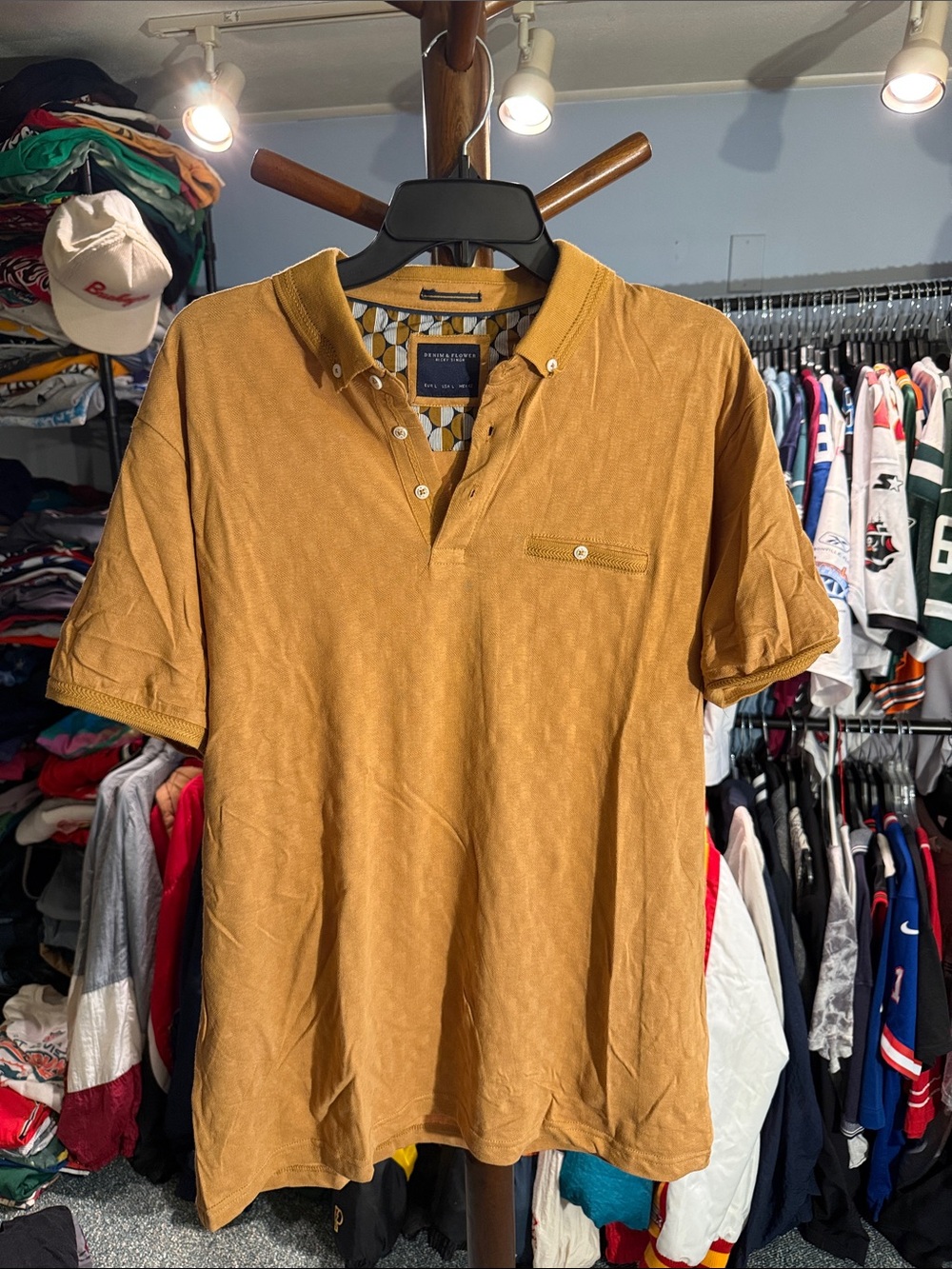 Mens Gold Short-Sleeve Polo Shirt